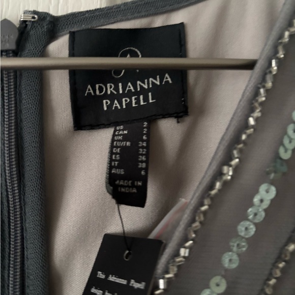 Adrianna Papell Beaded Flutter Sleeve Cocktail Dress - Picture 2 of 3